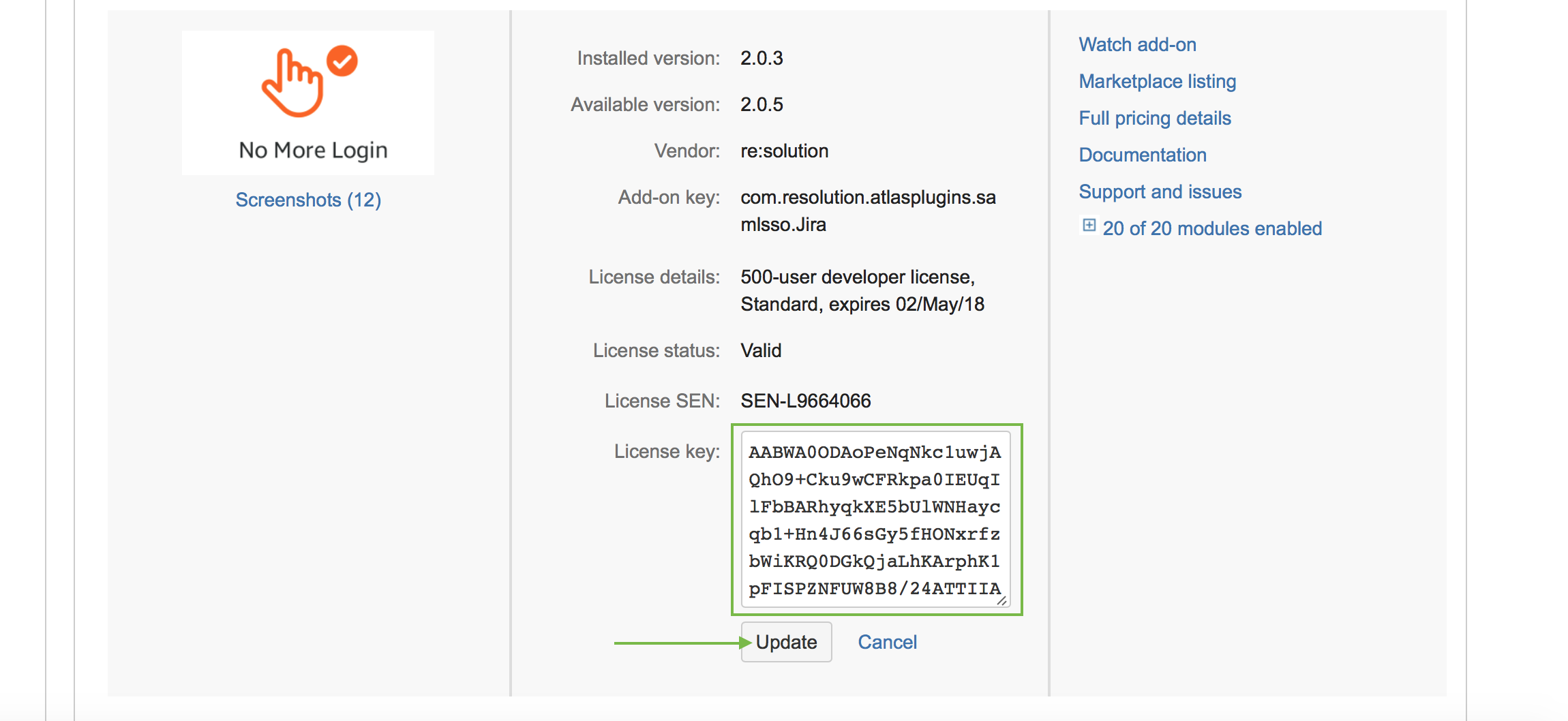 Add license and update it.png
